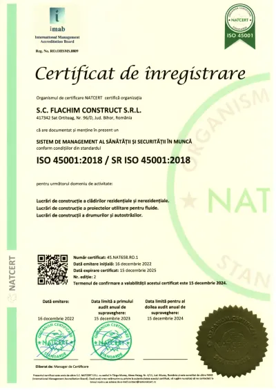 Certificat ISO 45001:2018 Flachim.ro